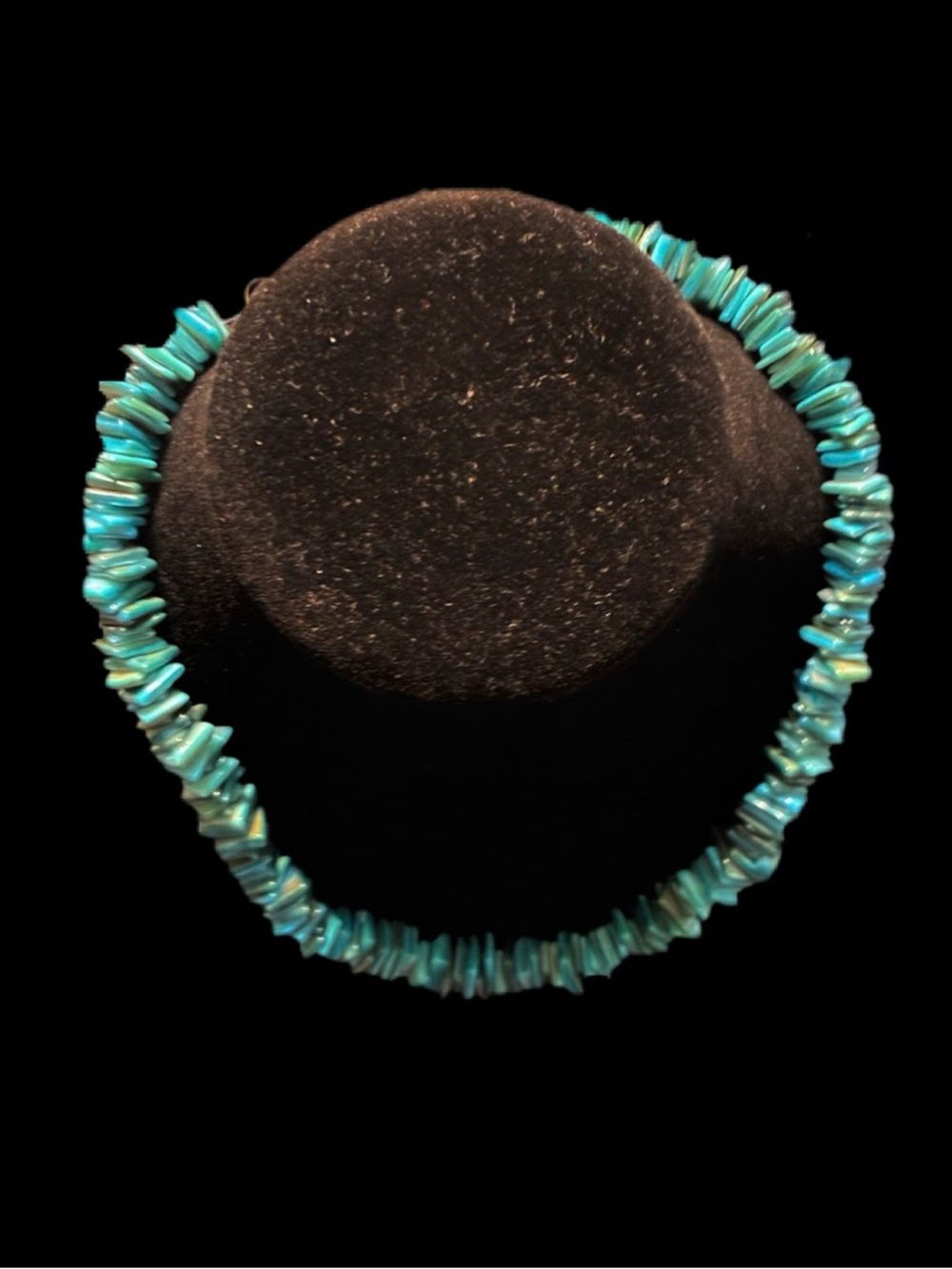 Turquoise Color EUC Chip/Bead  or glass Statement Necklace - Green/Blue @15”